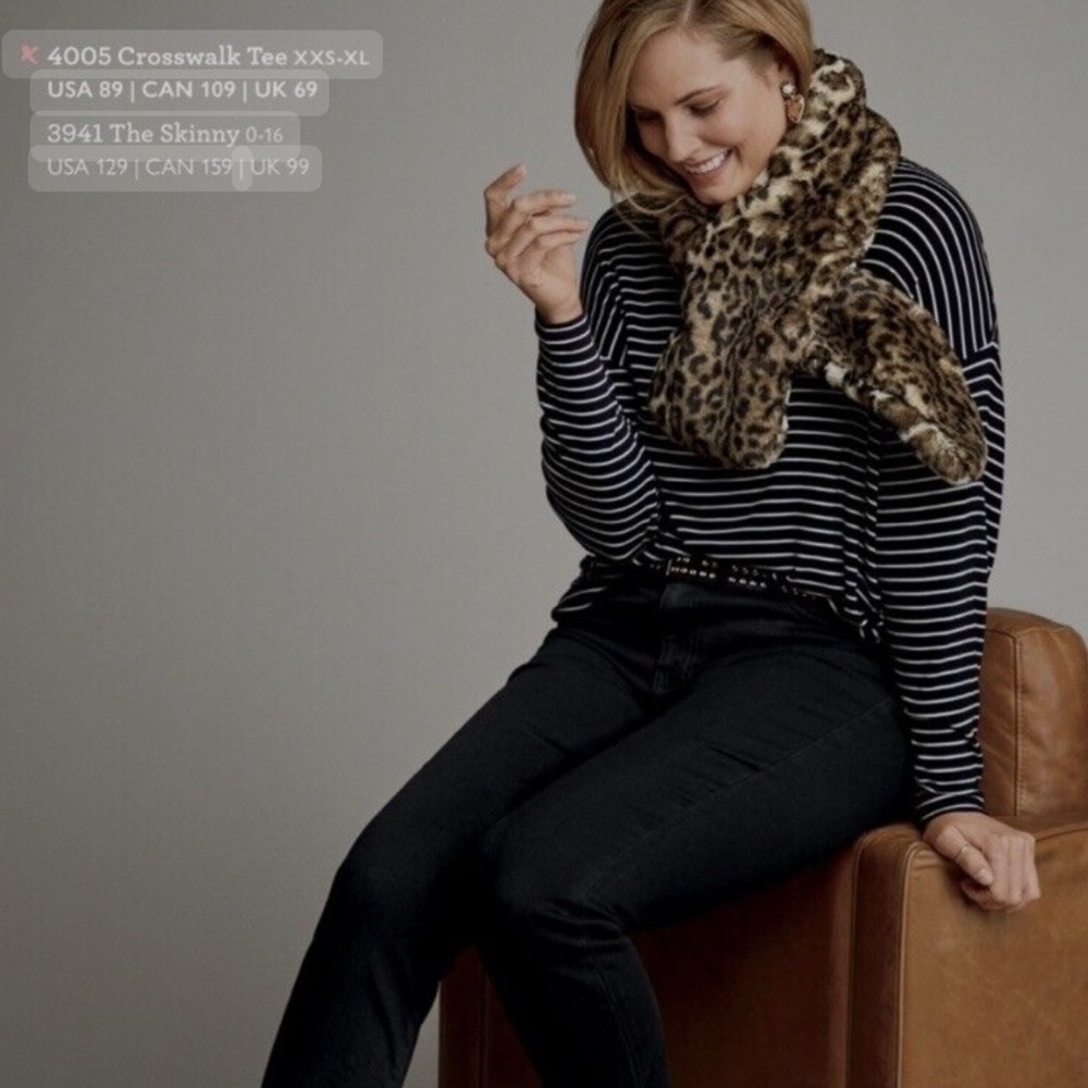 Cabi Crosswalk Tee Striped Black and White Sweater
